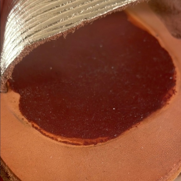 Ancient Greek Sandals Taygete Gold Ribbed Minimalist Sandals - Picture 6 of 10